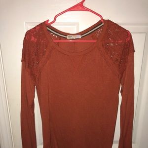 burnt orange detailed long sleeve